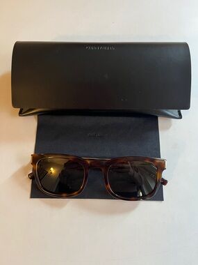 Saint Laurent Tortoiseshell Sunglasses with Dark Lenses